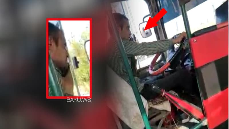 Bakıda sürücü qulağında telefon avtobus idarə etdi (VİDEO)