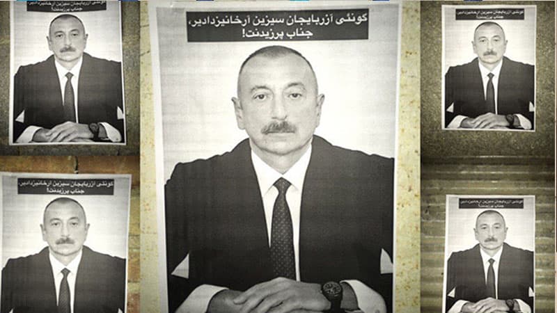 İlham Əliyevin posterləri İran küçələrinə vuruldu