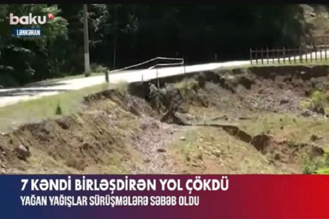 Azərbaycanda yeddi kəndi birləşdirən yol çökdü (VİDEO)