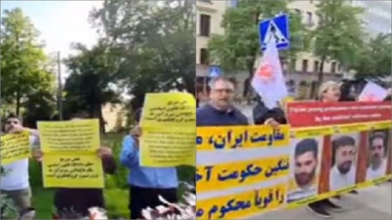 İsveçrədə yaşayan iranlılar Belçika səfirliyi qarşısında aksiya keçirdilər (VİDEO)