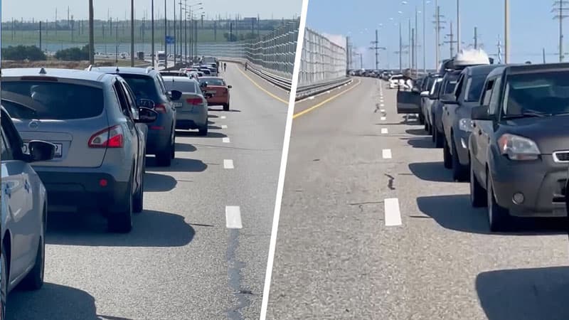 Kubandan Krım körpüsünə qədər tıxac 8 km-ə çatdı