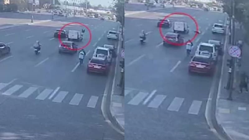 Piyada keçidindən keçməyən qadını maşın vurdu (VİDEO)