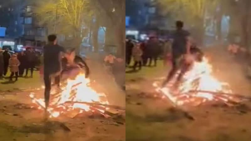 Bakıda azyaşlılar toqquşaraq tonqala yıxıldılar (ANBAAN VİDEO)