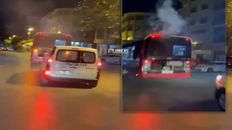 Paytaxtda "BakuBus" avtobusu tüstüləndi (VİDEO)
