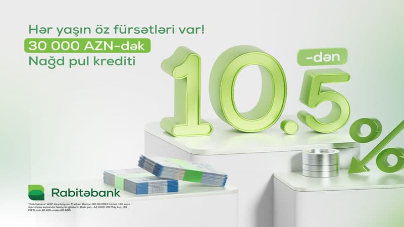 “Rabitəbank” nağd pul krediti üzrə faizləri aşağı saldı!