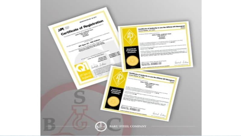 “Baku Steel Company” QSC Amerika Neft İnstitutunun sertifikatlaşdırmasını uğurla tamamladı (FOTO)