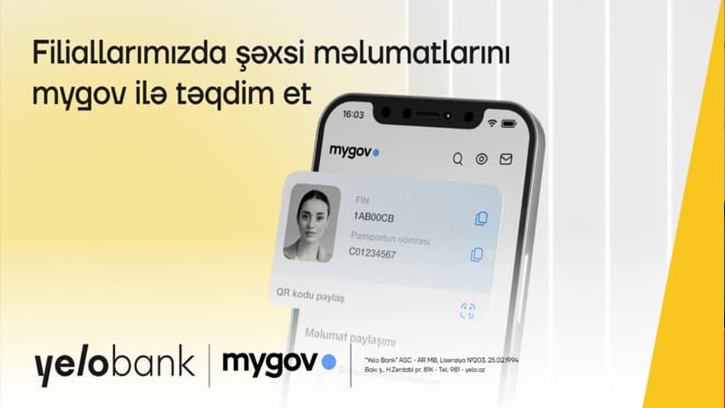 Yelo Bank filiallarında rəqəmsal şəxsiyyət vəsiqəsi ilə xidmətlərdən faydalanın