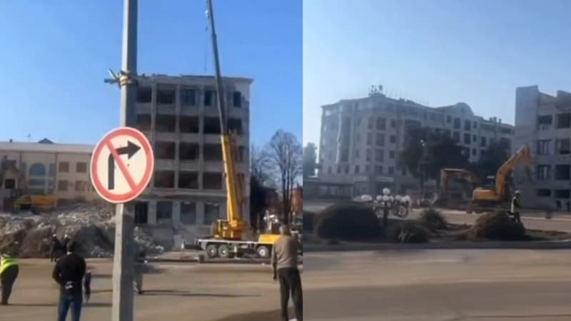 Xankəndidə bir vaxtlar separatçıların yuvası olan bina sökülür (VİDEO)