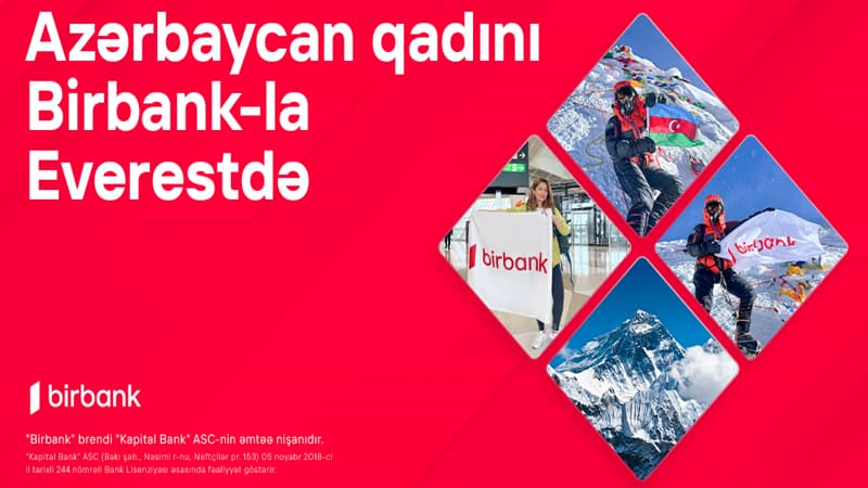 Birbank-ın dəstəyi ilə Vəfa Musayevə bayrağımızı Everest zirvəsinə sancdı