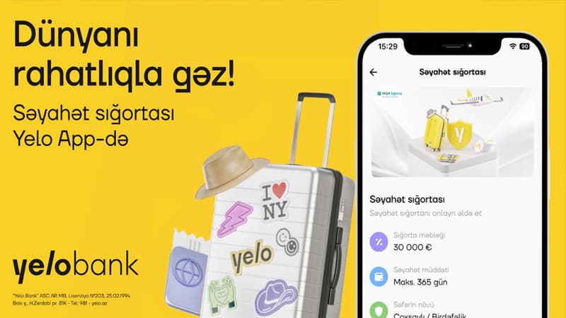 Tam onlayn səyahət sığortası Yelo App-də