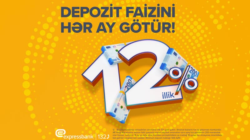 Vergidən azad depozit – illik 12% gəlir!