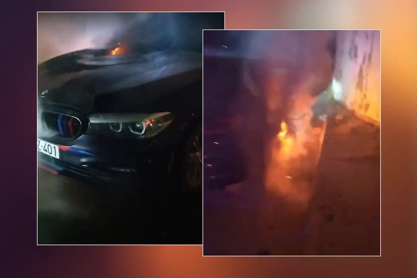 Bakıda BMW yandı (VİDEO)