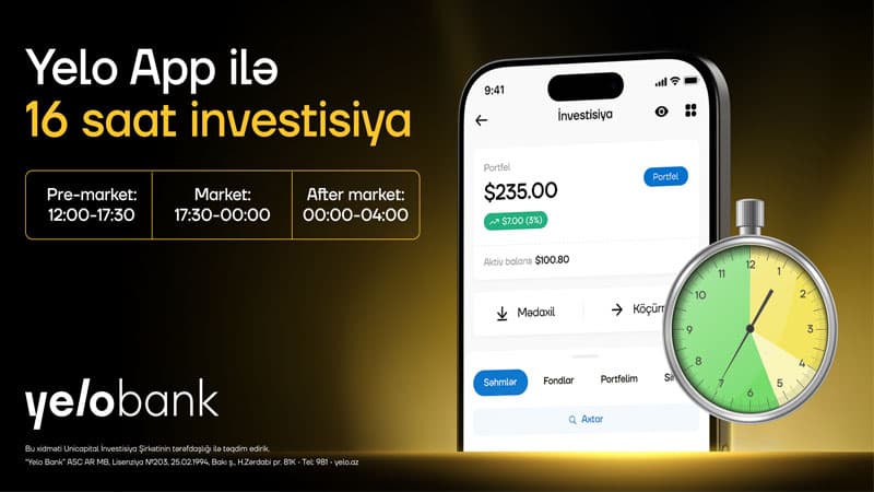 "Yelo Invest"də limit sifarişi funksiyası aktiv oldu