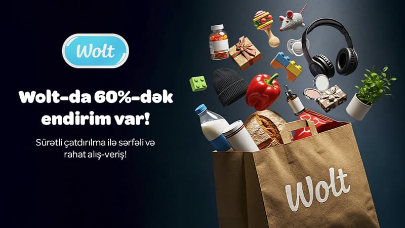 Wolt-dan 60%-dək Endirimlə Black Friday-də Daha Sərfəli və Sürətli alış-veriş edin - Sizin üçün Hər Şey Wolt-da!