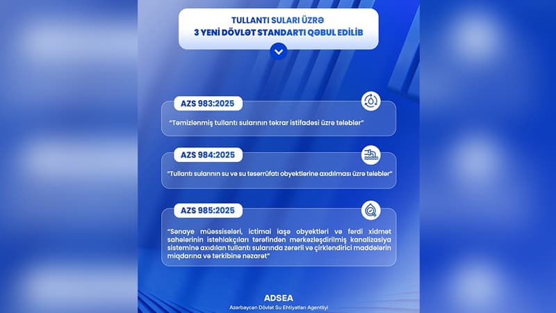 Tullantı suları üzrə 3 yeni dövlət standartı qəbul edildi