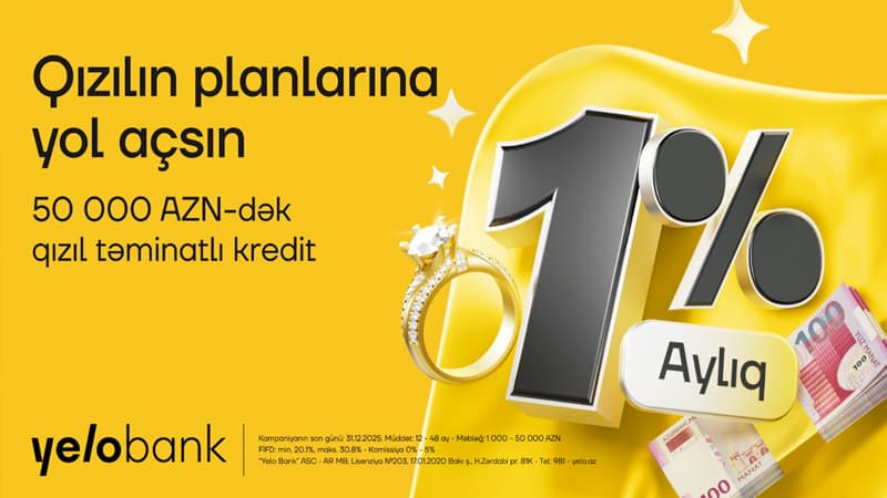 Aylıq cəmi 1%-dən qızıl təminatlı kredit!