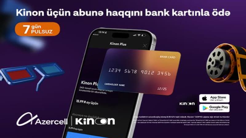 "Kinon" abunəliyini bank kartı ilə ödəmək mümkündür
