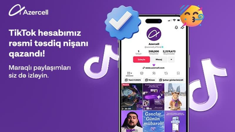 Azercell-in "TikTok" səhifəsi rəsmi təsdiq nişanı əldə edib