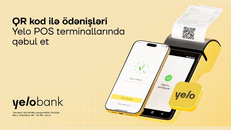 "Yelo Bank"da innovativ QR ilə ödəniş aktivdir!