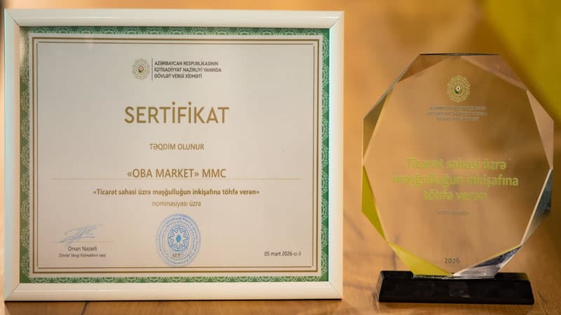 Dövlət Vergi Xidməti “OBA”nı məşğulluğa töhfəyə görə təltif etdi