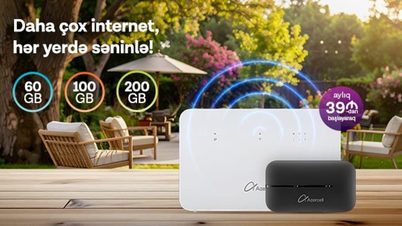 Azercell-dən "MiFi" və "Wi-Fi" cihazları ilə istənilən yerdə onlayn ol!