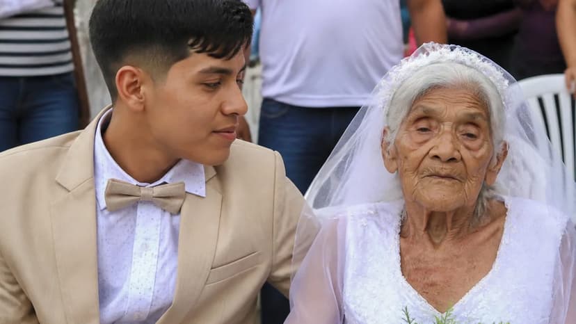 96 yaşlı qadın 18 yaşlı gənclə ailə quraraq rekorda imza atdı