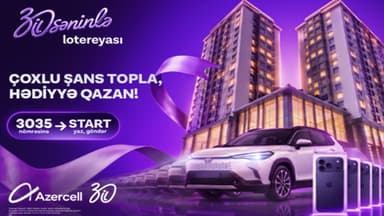 Azercell-in yubiley lotereyasında Fakturasız xətt abunəçiləri üçün hər həftə 7 iPhone və bir Toyota Corolla Cross uduşa çıxarılır!