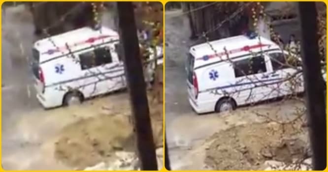 BİABIRÇILIQ! Bakıda çağırışa gedən təcili yardım maşını suda batdı - VİDEO