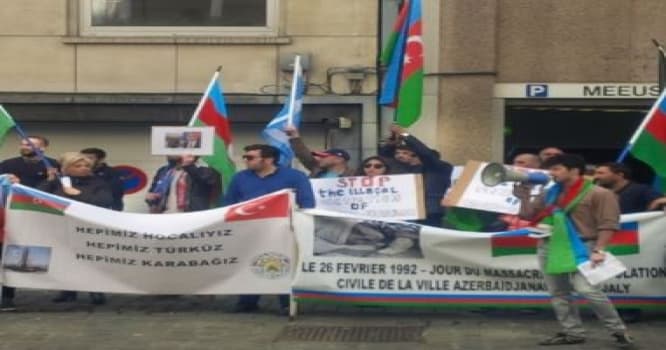 Soydaşlarımız Brüsseldə "Qarabağ mitinqi" keçirdilər