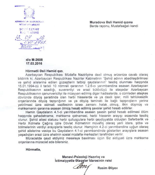 Şəhid ailəsinə qarşı belə rəzalət görünməmişdi