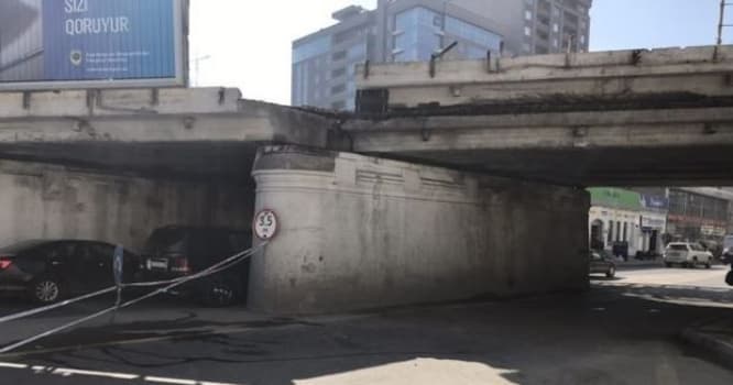 Bakının mərkəzində böyük təhlükə: körpü uçmaq üzrədir - FOTOLAR