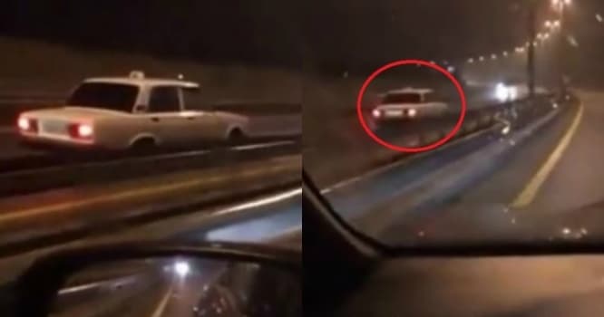 Bakıda "kamikadze"lik edən taksi sürücüsü - VİDEO