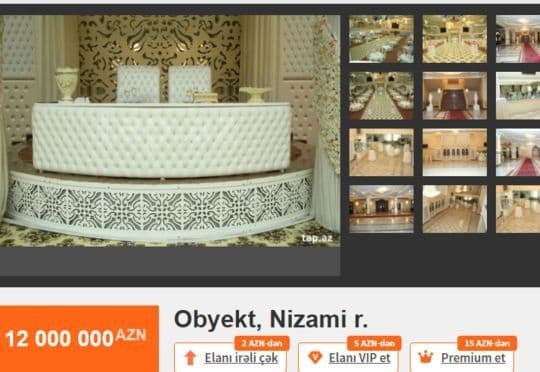 Bakıda şadlıq evi 12 milyon manata satışa çıxarıldı - FOTO