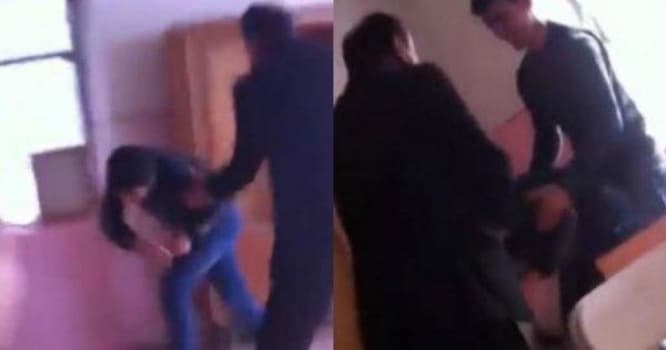 Müəllim şagirdləri uşaqların gözü qarşısında belə döyür - VİDEO