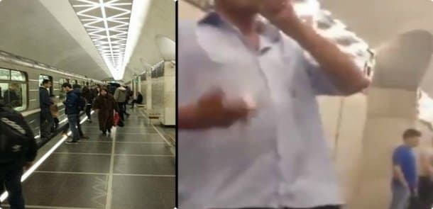 Bakı metrosunda sərnişinlə polis arasında mübahisə (VİDEO)