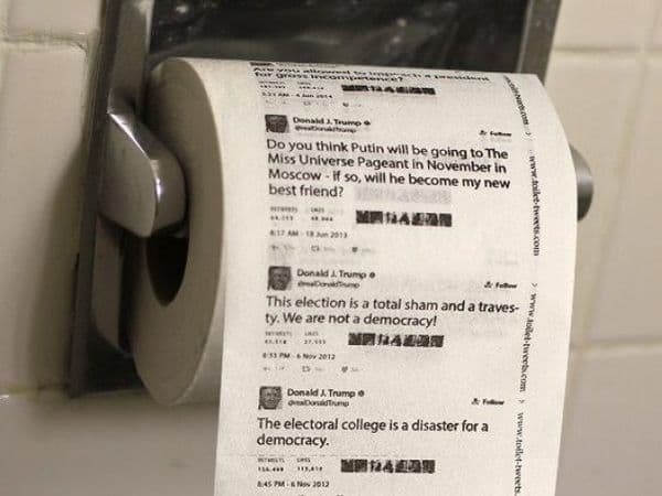 Trampın "tweet"ləri tualet kağızı oldu (FOTO)