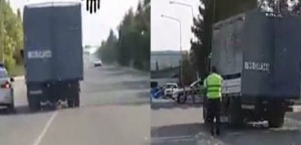 Yol polisinin &uuml;zərinə avtomobil s&uuml;rən s&uuml;r&uuml;c&uuml; həbs edildi (VİDEO)