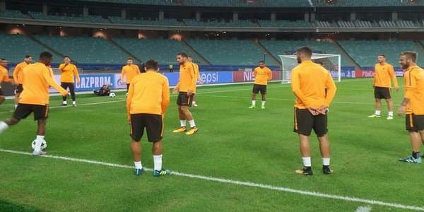 "Roma" oyunçuları Bakı Olimpiya Stadionunda məşqə çıxdı