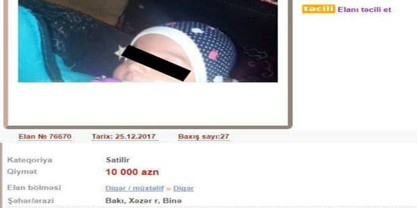 Azərbaycanda şok hadisə: Körpəsini satışa çıxardı (FOTO/VİDEO)