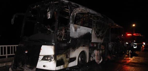 Azərbaycandan Türkiyəyə gedən sərnişin avtobusu yandı