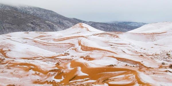 Böyük Səhraya qar yağdı (FOTOLAR)