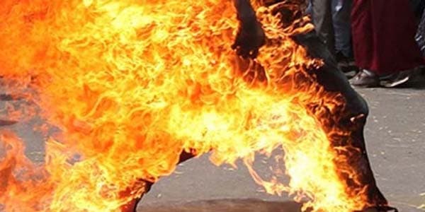 Yol polisinin qovduğu Qarabağ veteranı özünü yandırdı