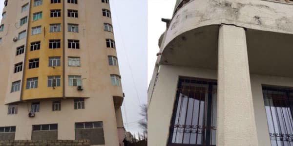 Bakıda böyük təhlükə: 16 mərtəbəli yeni binada çatlar yarandı (FOTOLAR)