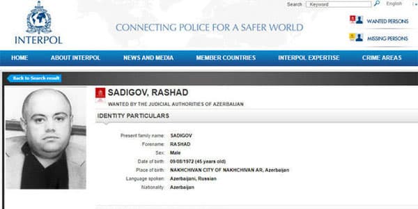 İnterpol Rəşad Sadiqovu axtarır