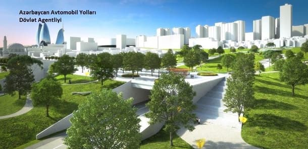 Bakıda nəhəng park-körpü inşa edilir (FOTOLAR)