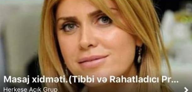 Xoşqədəm Hidayətqızı şəkli ilə "Masaj xidməti" qrupu açan şəxsi axtarır (FOTO)