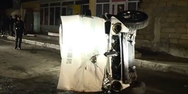 Şəkidə dəhşətli qəza: “Niva” divara çırpılaraq aşdı (VİDEO)