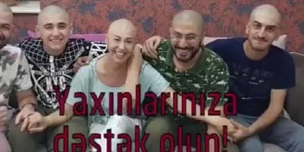 Zülfiyyə xərçəngə görə saçını kəsdi: əri və qohumları da dəstək oldu (VİDEO)