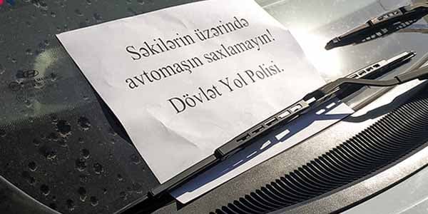 Bakıda yol polisindən A4 vərəqli xəbərdarlıq (FOTOLAR)