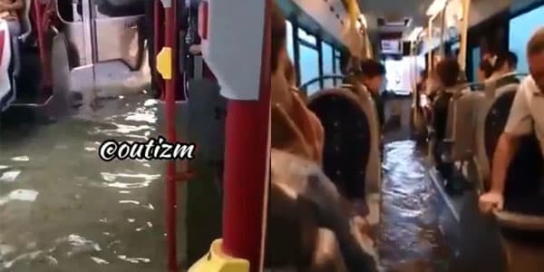 "Baku Bus"ı da su basdı (VİDEO)